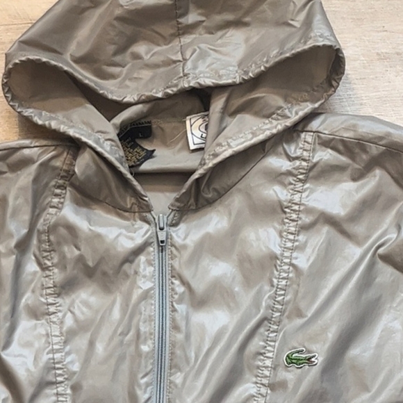 Lacoste Taupe Hooded Windbreaker Folds Into Pocket - Picture 2 of 6